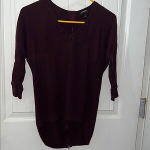 Express Women's V-Neck High-low Sweater in Dark Plum or Burgundy